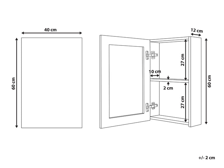 Bathroom Wall Mounted Mirror Cabinet 40 cm 60 cm White Primavera