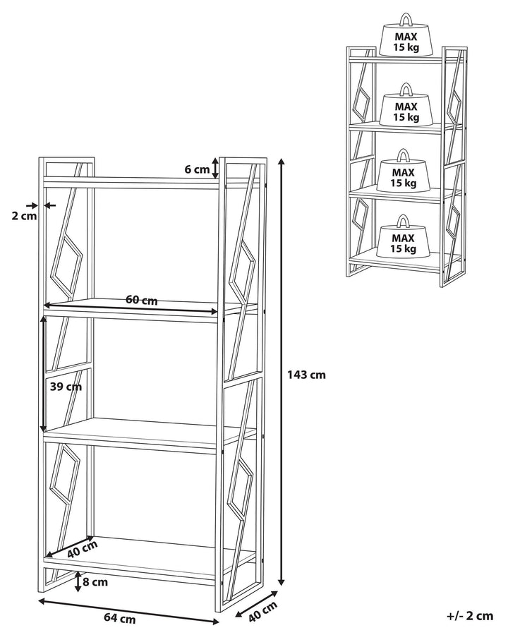 4 Tier Bookcase 143 cm Brown/ Black Resty