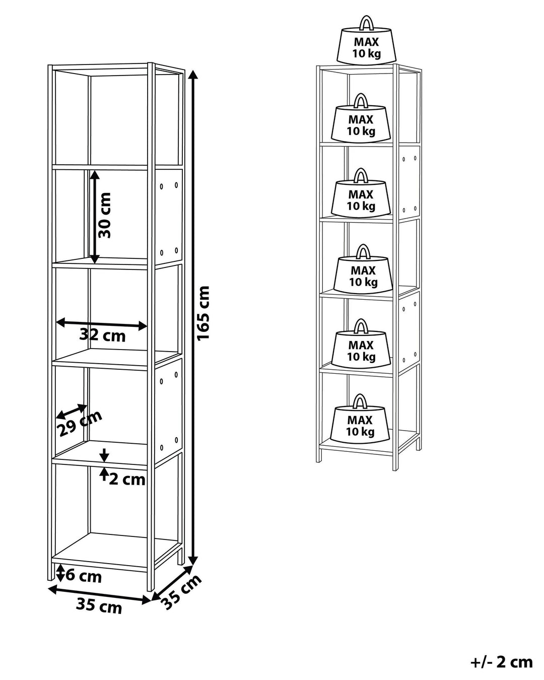 5 Tier Shelving Unit 165 cm White Alonzo