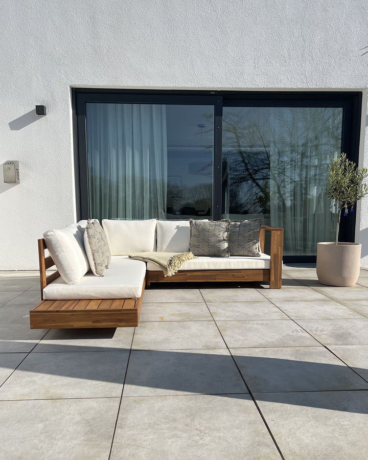 Marettimo Garden Corner Sofa 5 Seater Left Hand Certified Acacia Wood Brown