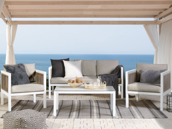 Borello Garden Lounge Set with Table 5 Seater Metal White
