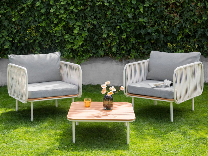 Senise Garden Lounge Set with Table 2 Seater Metal Grey