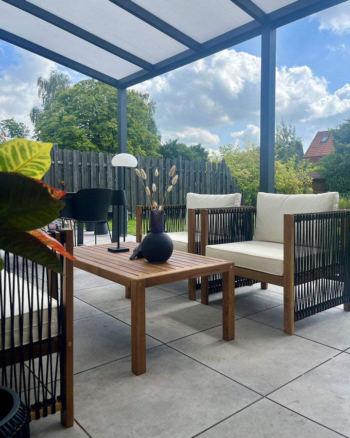 Antria Garden Lounge Set with Table 4 Seater Acacia Wood Black