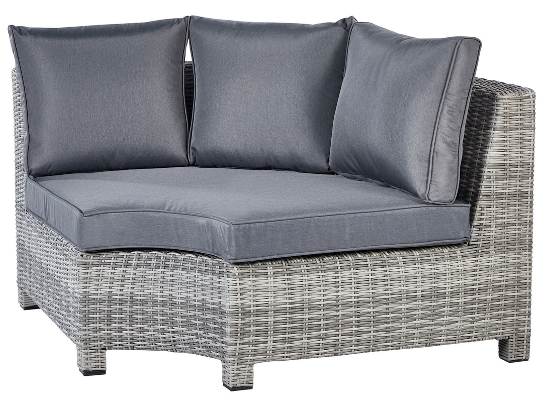 Teglio Garden Lounge Set with Table and Ottoman 9 Seater Modular PE Rattan Grey