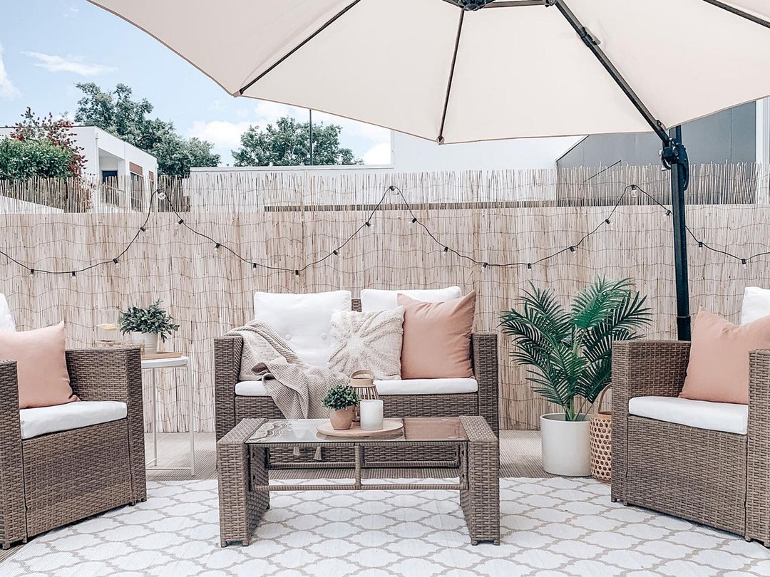 Garden Lounge Set with Table 4 Seater Luca PE Rattan Light Brown