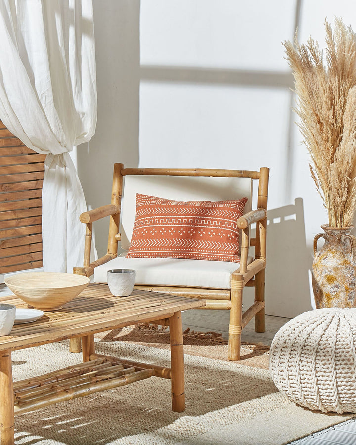 Riccione Garden Lounge Set with Table 4 Seater Bamboo Wood Light Brown