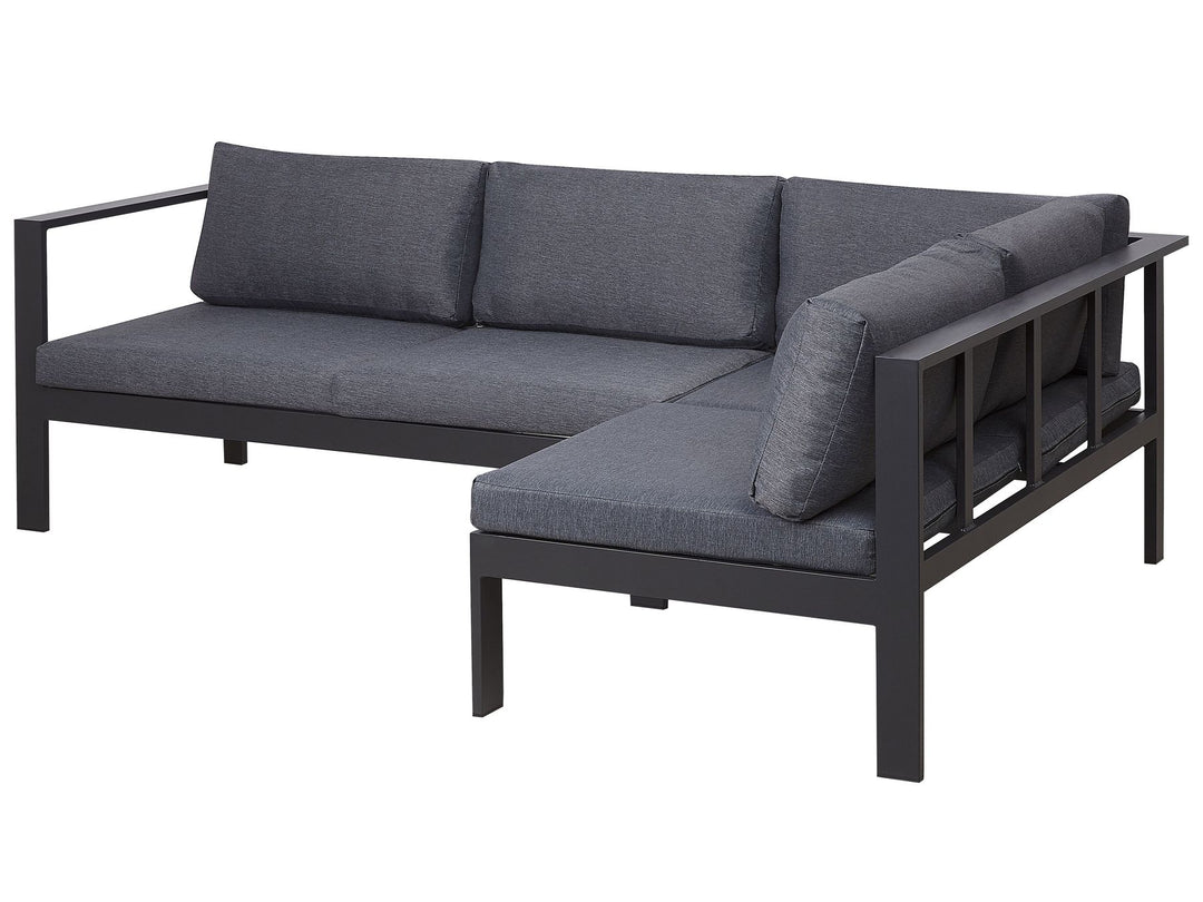 Messina Garden Corner Sofa with Table 5 Seater Left Hand Metal Black