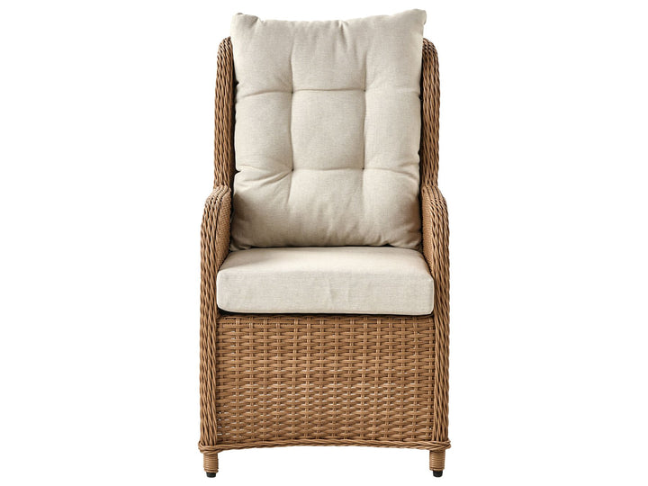 Ponza Garden Lounge Set with Table and Ottoman 2 Seater PE Rattan Brown