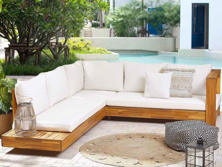 Marettimo Garden Corner Sofa 5 Seater Left Hand Certified Acacia Wood Brown