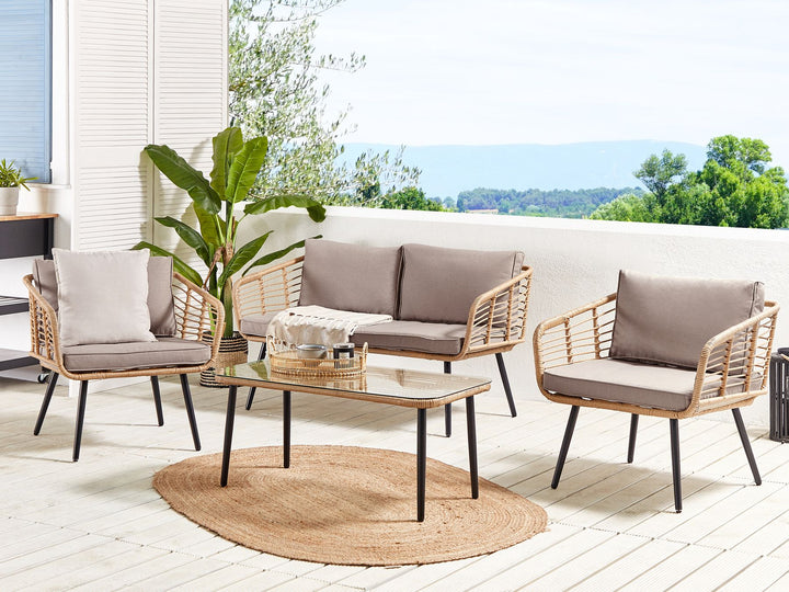 Corinth II Garden Lounge Set with Table 4 Seater PE Rattan Natural