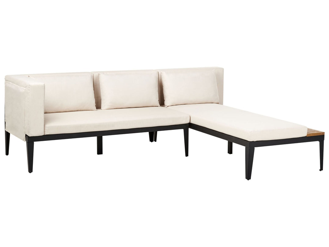 Bracciano Garden Corner Sofa with Table 3 Seater Left Hand Certified Acacia Wood Light Beige
