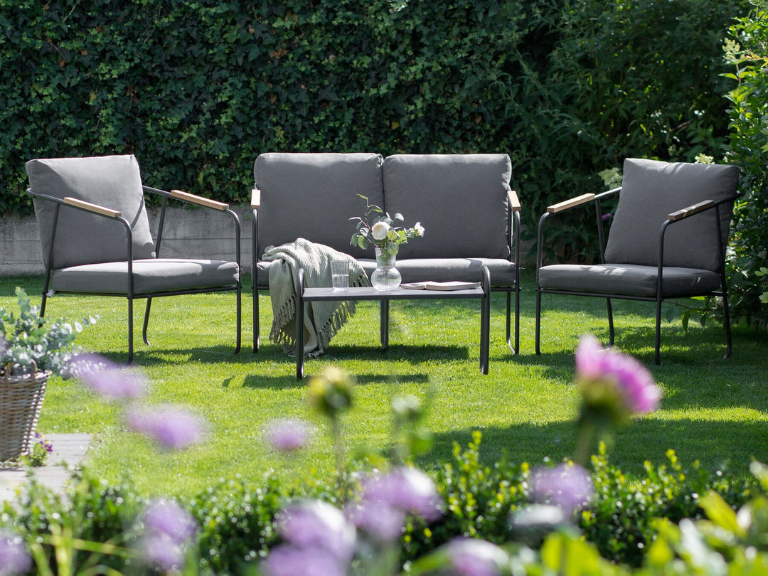 Vezzana Garden Lounge Set with Table 4 Seater Metal Grey