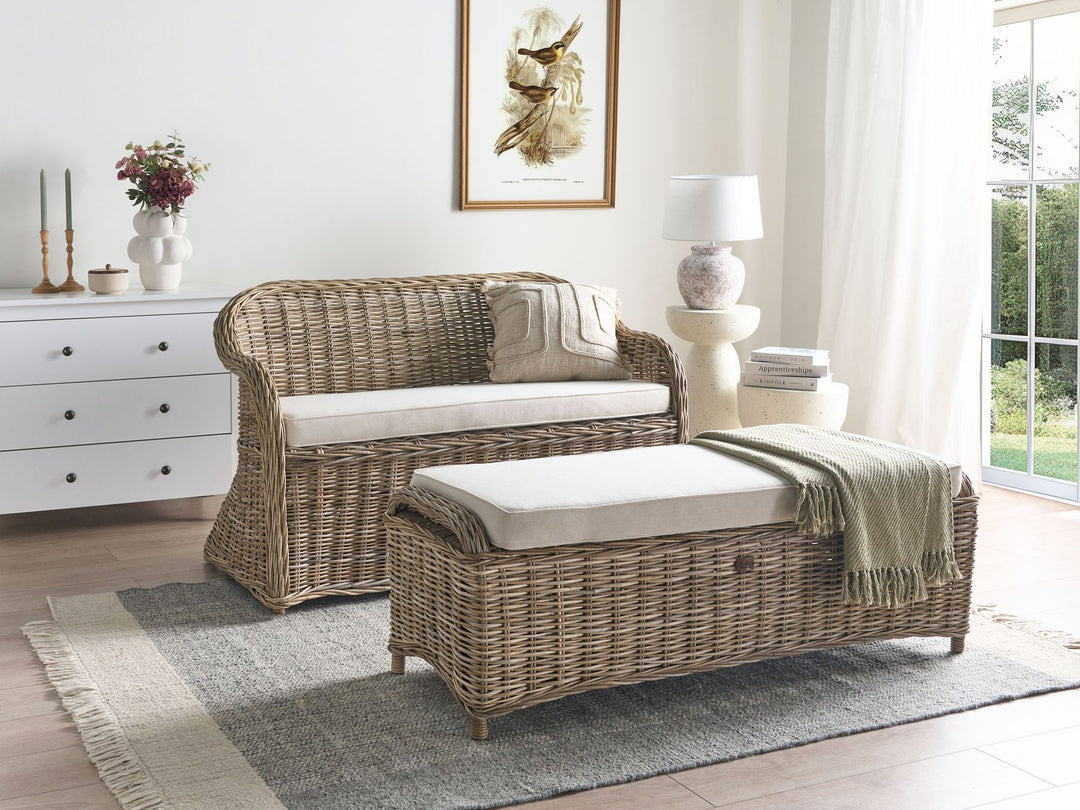 Susua Garden Sofa with Ottoman 2 Seater Rattan Natural