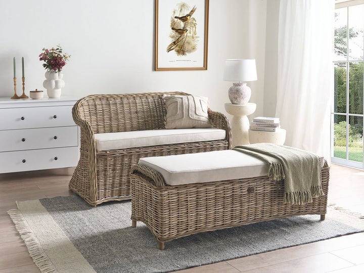 Susua Garden Sofa with Ottoman 2 Seater Rattan Natural