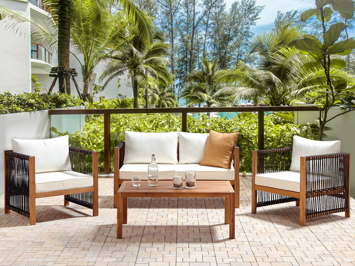 Antria Garden Lounge Set with Table 4 Seater Acacia Wood Black