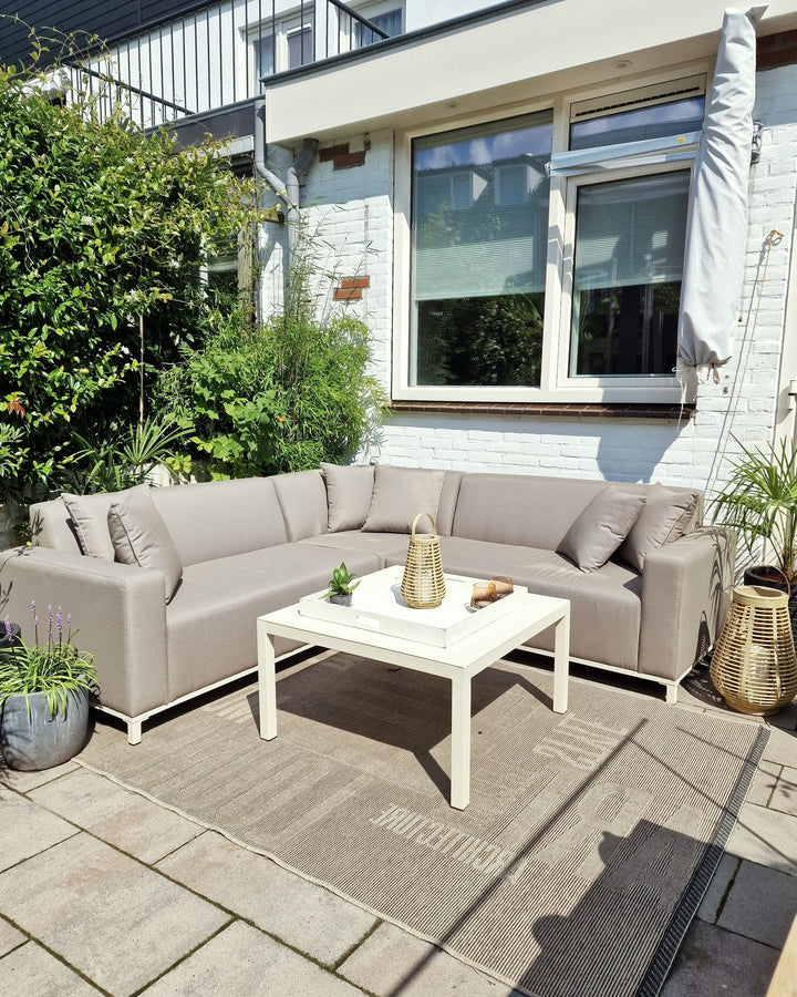 Belize Garden Corner Sofa with Table 5 Seater Right Hand Modular Beige