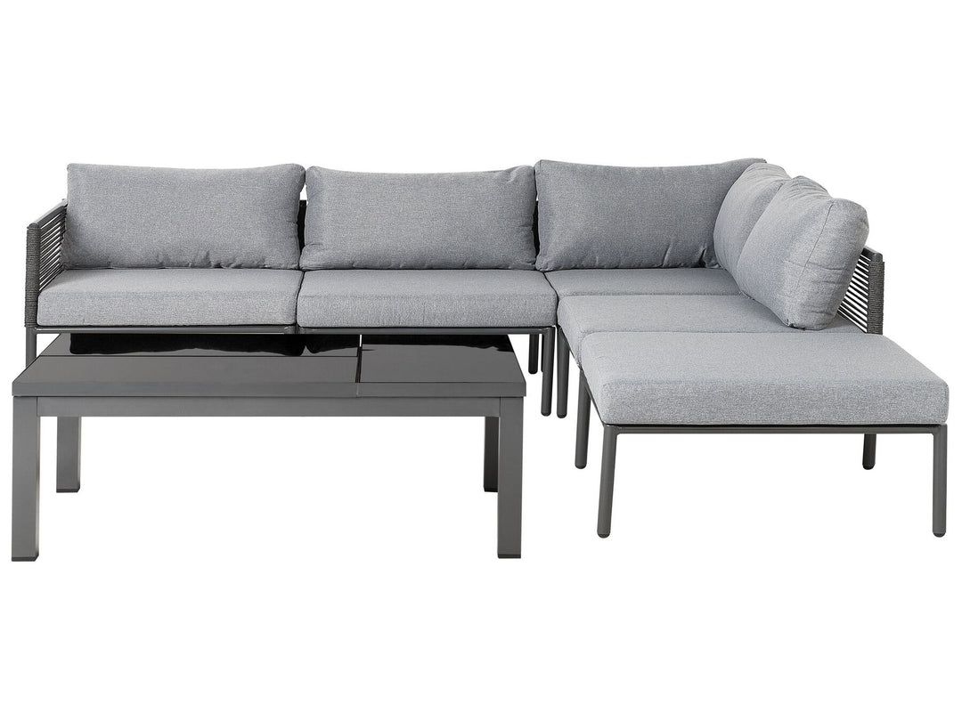 Forano Garden Corner Sofa with Table 6 Seater Metal Grey