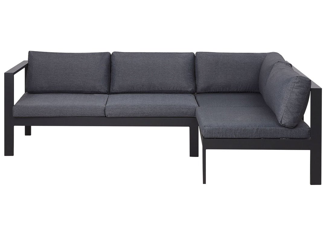 Messina Garden Corner Sofa with Table 5 Seater Left Hand Metal Black