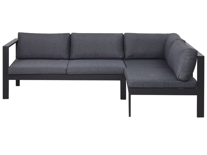 Messina Garden Corner Sofa with Table 5 Seater Left Hand Metal Black