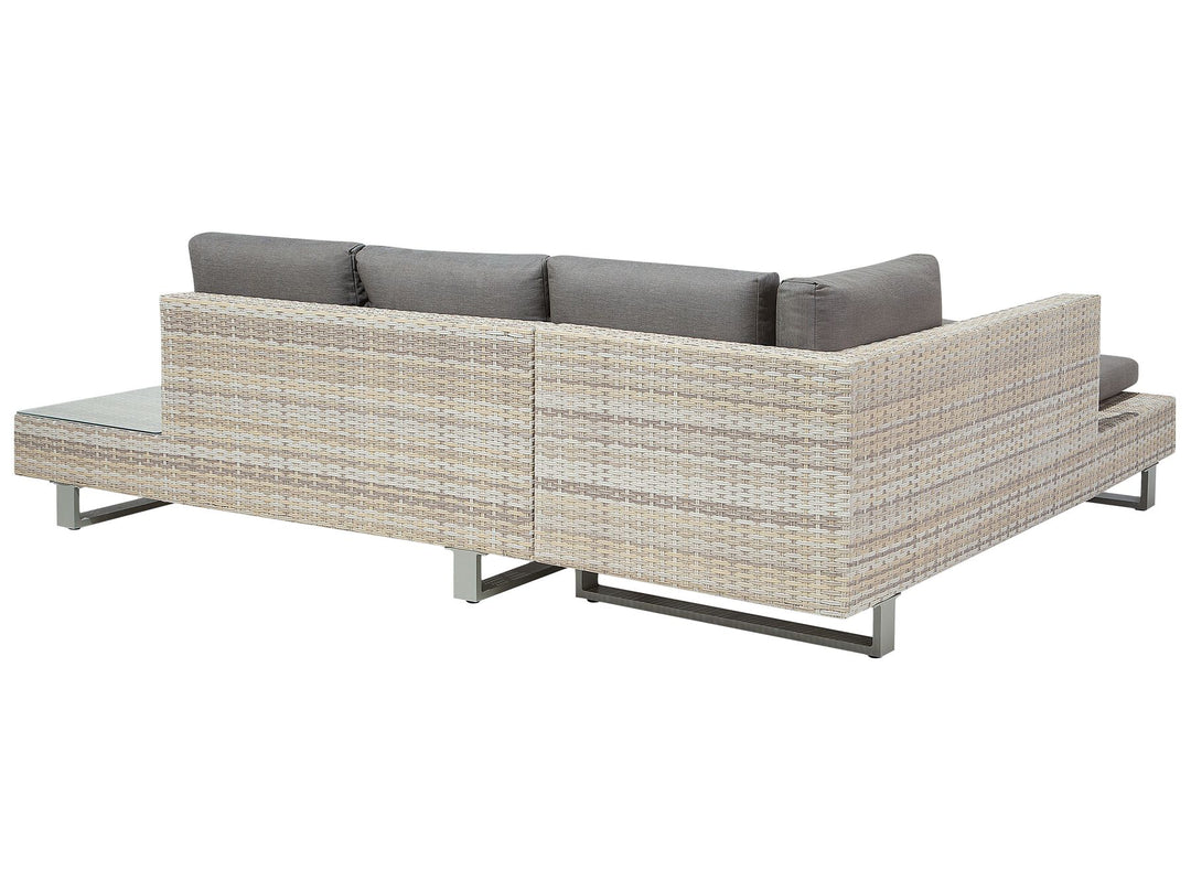 Lanciano Garden Corner Sofa with Table 5 Seater Right Hand PE Rattan Grey