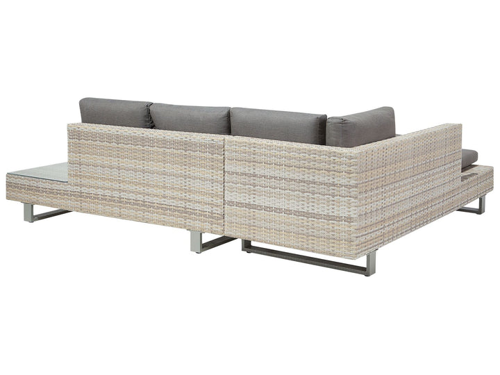 Lanciano Garden Corner Sofa with Table 5 Seater Right Hand PE Rattan Grey