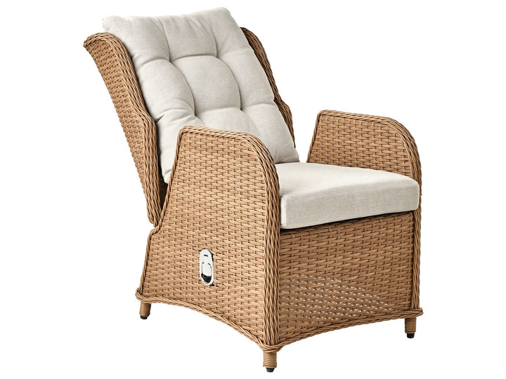 Ponza Garden Lounge Set with Table and Ottoman 2 Seater PE Rattan Brown