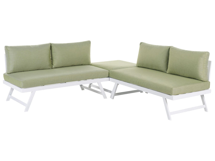 Coccorino Garden Corner Sofa with Table 5 Seater Metal Green