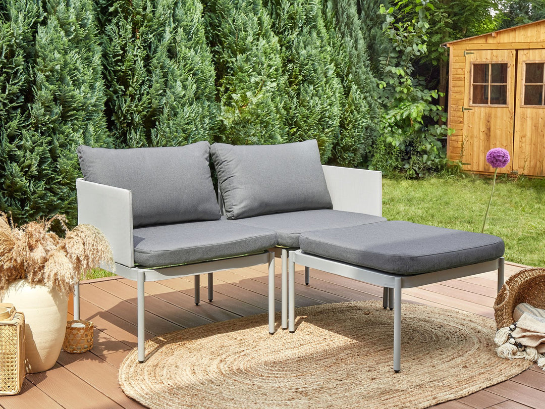 Terracina Garden Lounge Set with Table 2 Seater Metal Light Grey