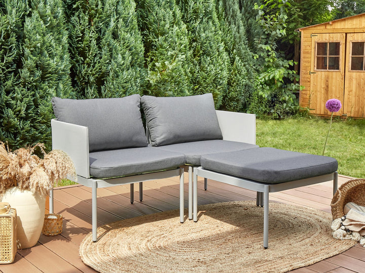 Terracina Garden Lounge Set with Table 2 Seater Metal Light Grey