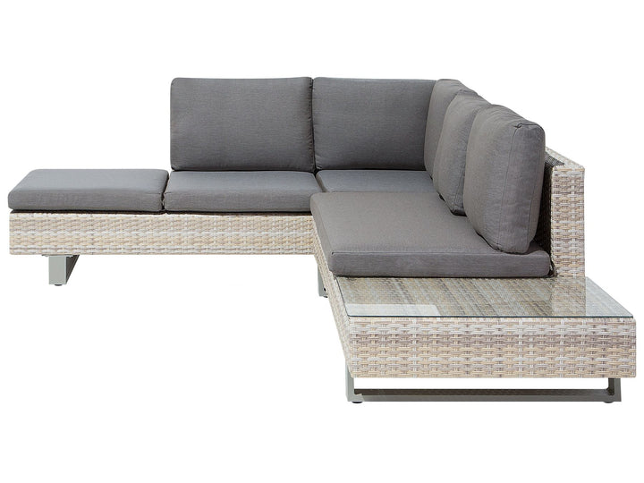 Lanciano Garden Corner Sofa with Table 5 Seater Right Hand PE Rattan Grey