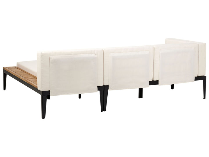 Bracciano Garden Corner Sofa with Table 3 Seater Left Hand Certified Acacia Wood Light Beige