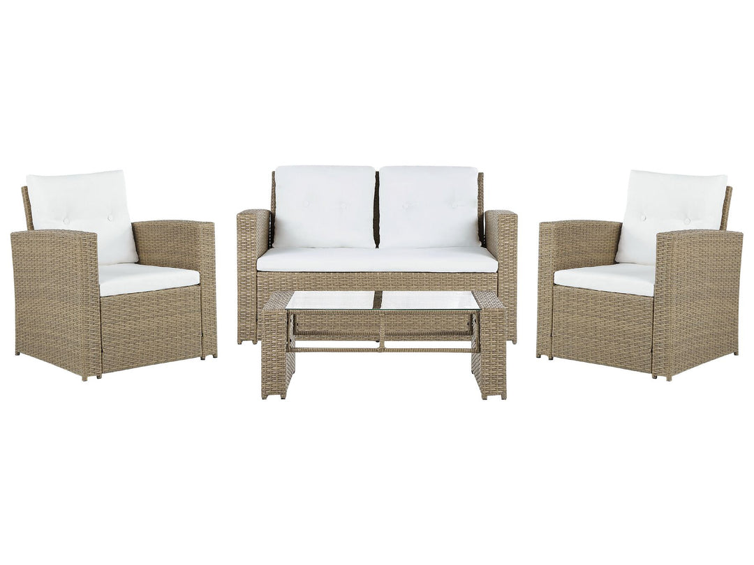 Garden Lounge Set with Table 4 Seater Luca PE Rattan Light Brown