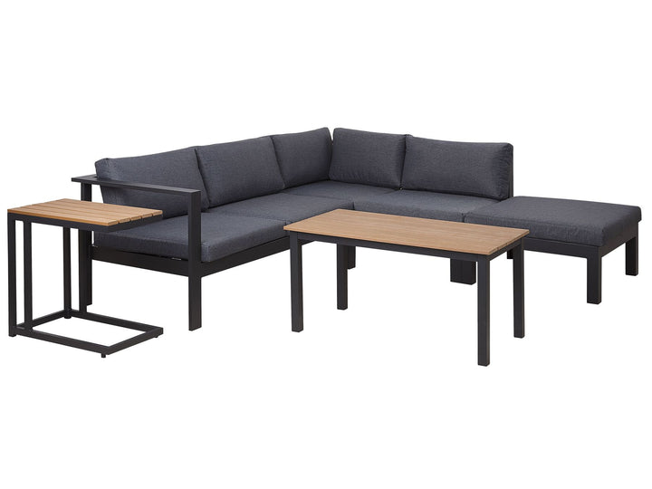 Messina Garden Corner Sofa with Table 5 Seater Left Hand Metal Black