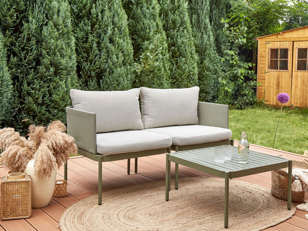 Terracina Garden Lounge Set with Table 2 Seater Metal Olive Green