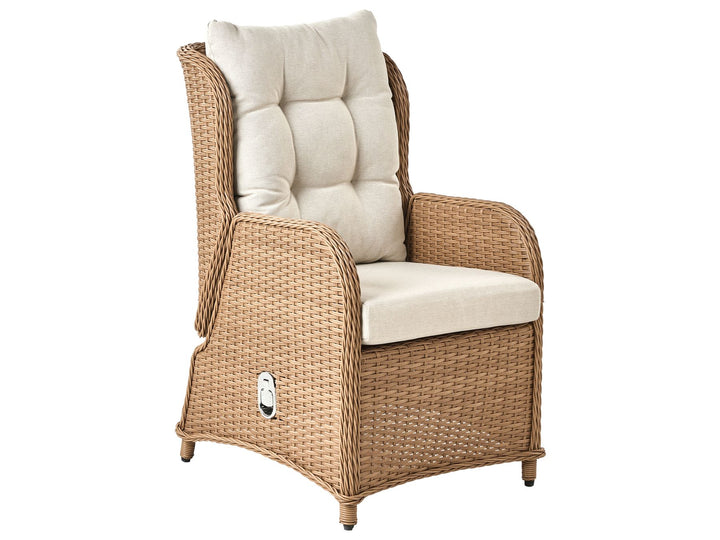 Ponza Garden Lounge Set with Table and Ottoman 2 Seater PE Rattan Brown