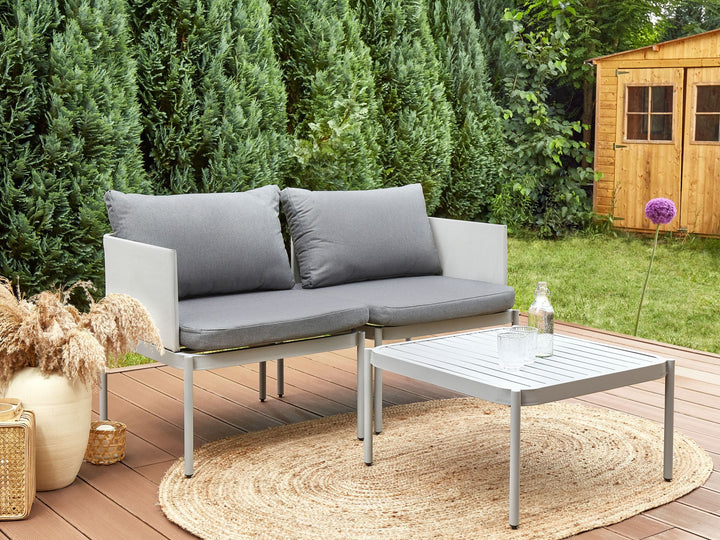 Terracina Garden Lounge Set with Table 2 Seater Metal Light Grey