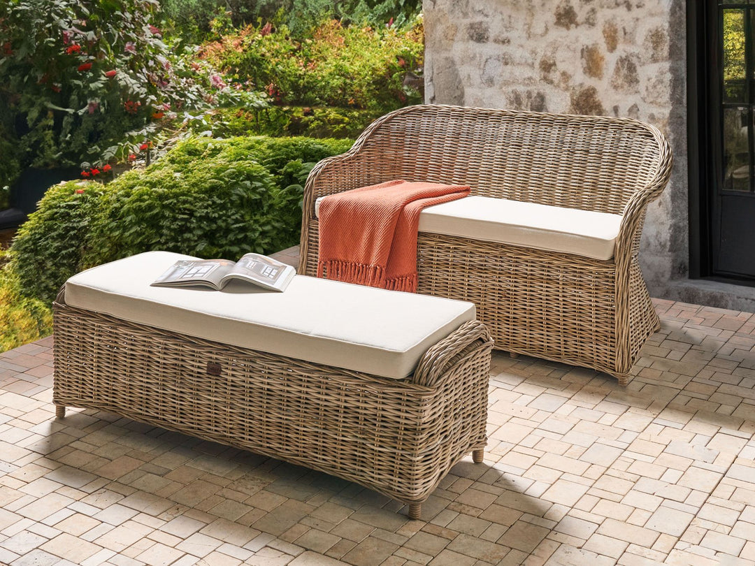 Susua Garden Sofa with Ottoman 2 Seater Rattan Natural