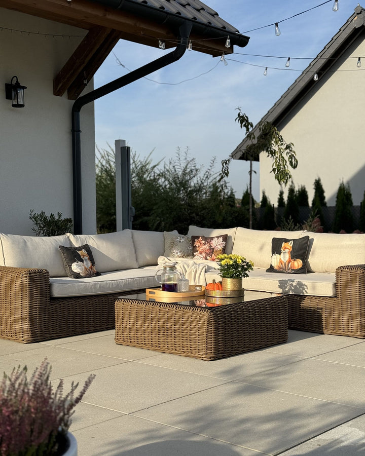 Palermo Garden Corner Sofa with Ottoman 6 Seater Modular PE Rattan Brown