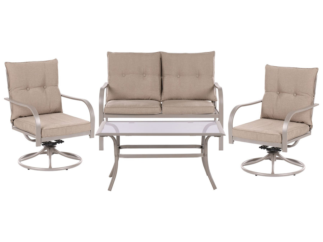 Mestrino Garden Lounge Set with Table 4 Seater Metal Beige