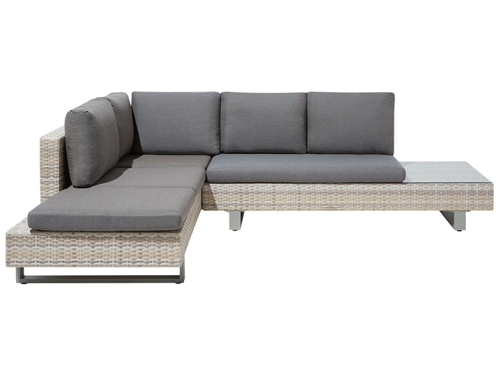 Lanciano Garden Corner Sofa with Table 5 Seater Right Hand PE Rattan Grey