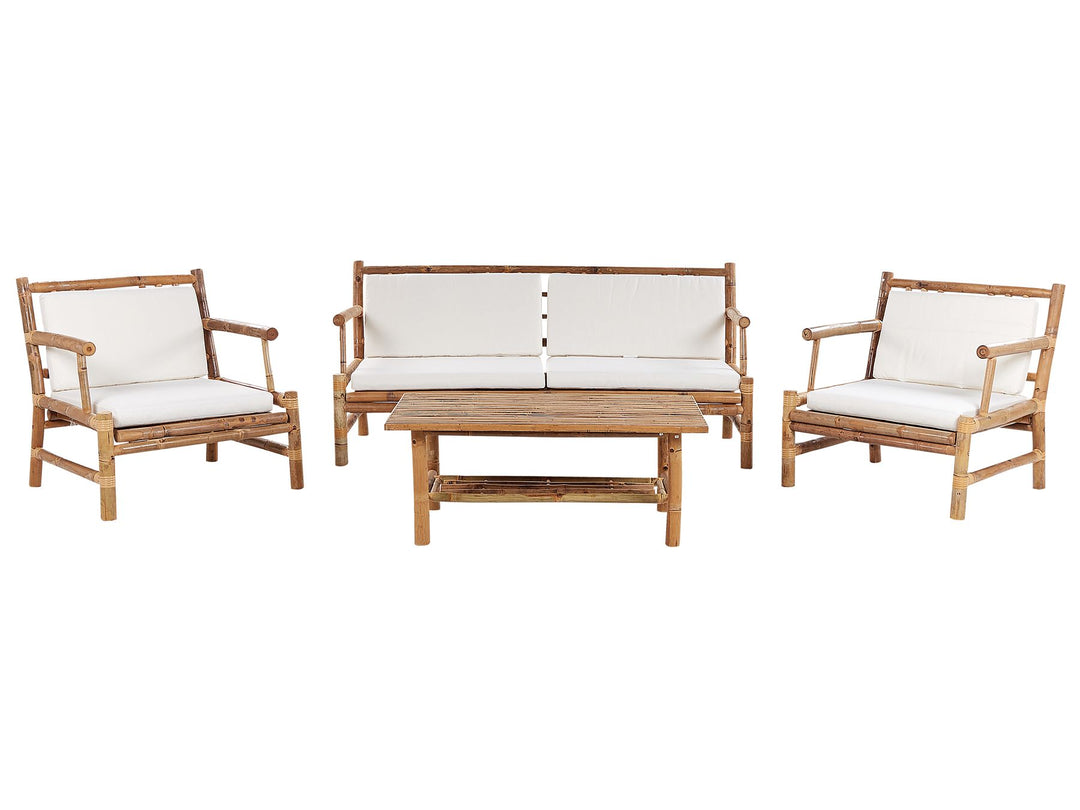 Riccione Garden Lounge Set with Table 4 Seater Bamboo Wood Light Brown