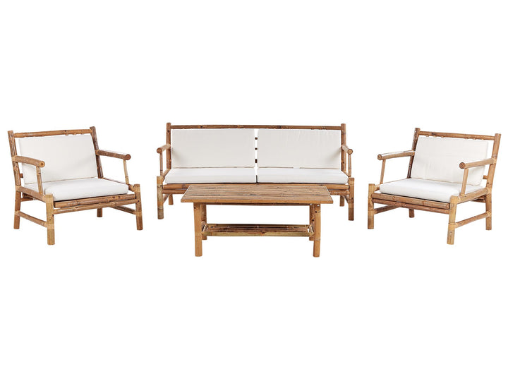 Riccione Garden Lounge Set with Table 4 Seater Bamboo Wood Light Brown