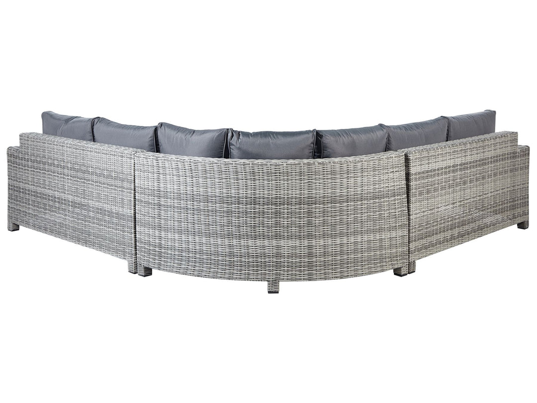 Teglio Garden Lounge Set with Table and Ottoman 9 Seater Modular PE Rattan Grey