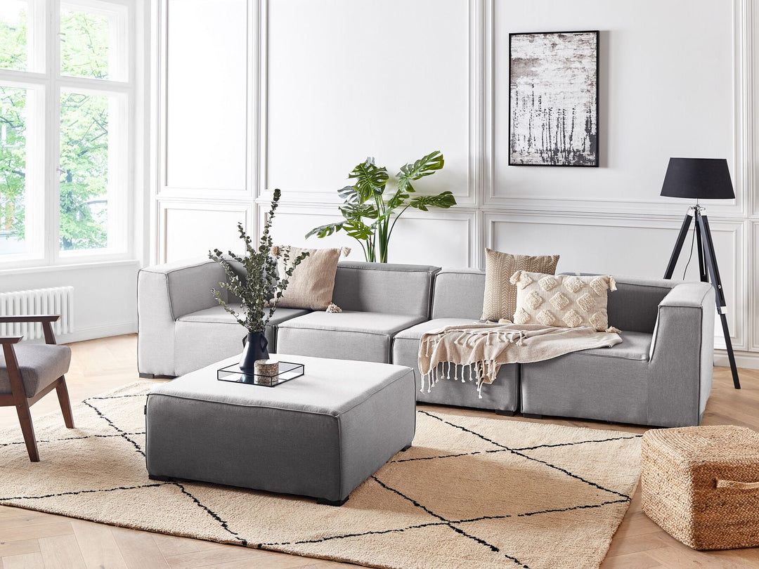 Arezzo Garden Sofa with Ottoman 4 Seater Modular Light Grey