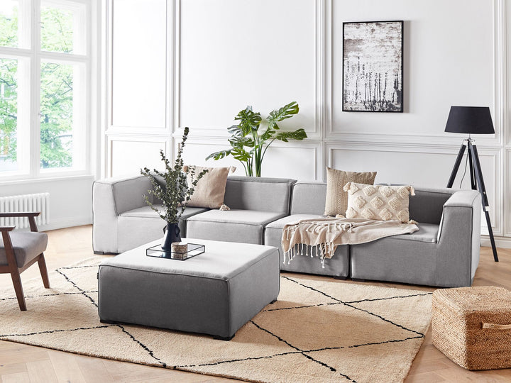 Arezzo Garden Sofa with Ottoman 4 Seater Modular Light Grey