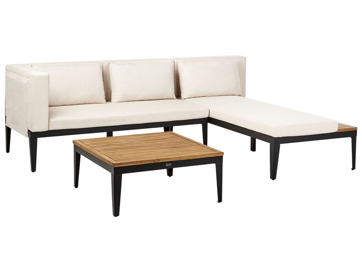 Bracciano Garden Corner Sofa with Table 3 Seater Left Hand Certified Acacia Wood Light Beige