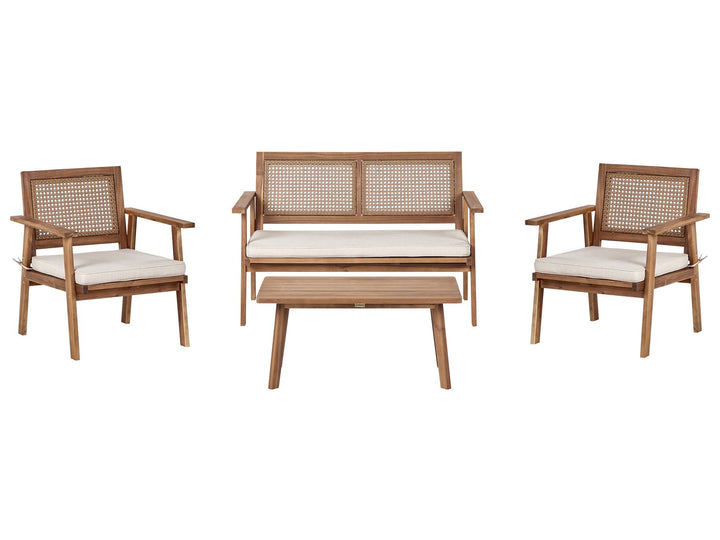 Arenella Garden Lounge Set with Table 4 Seater Certified Acacia Wood Light Beige
