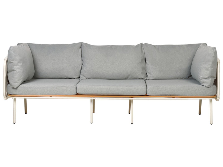 Senise Garden Lounge Set with Table and Ottoman 3 Seater Metal Grey