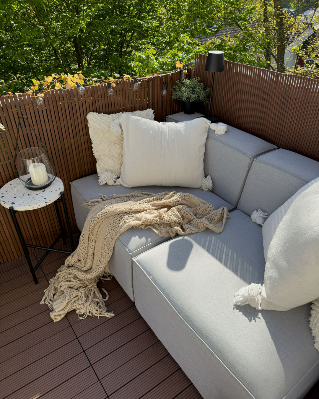 Arezzo Garden Sofa with Ottoman 4 Seater Modular Light Grey