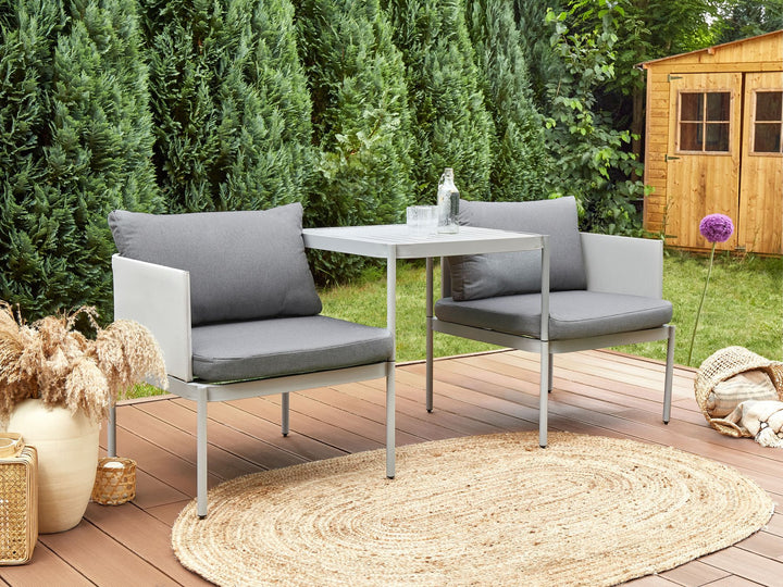 Terracina Garden Lounge Set with Table 2 Seater Metal Light Grey